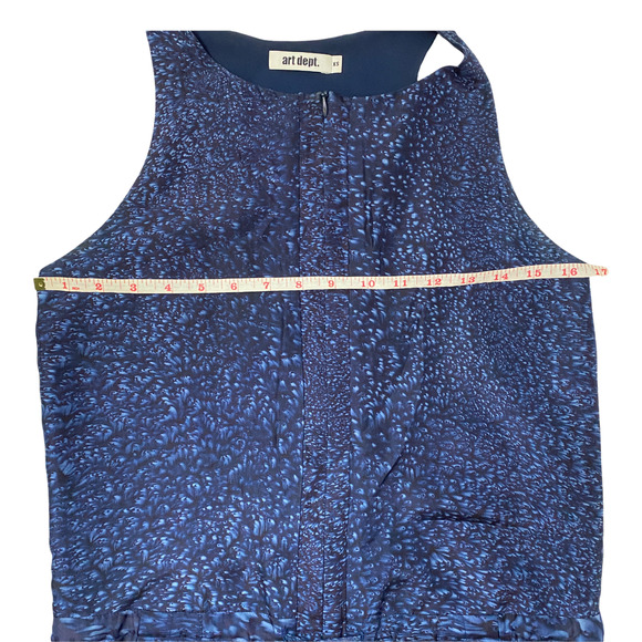 Art Dept. 100% Silk Romper Blue Printed Sleeveless Tie-Waist One-Piece Size XS - Picture 4 of 10